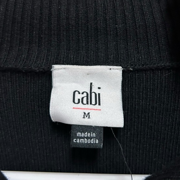 CAbi Adorn sweater Black Ribbed Ivory Ruffle Collar size medium NWT - Picture 4 of 7